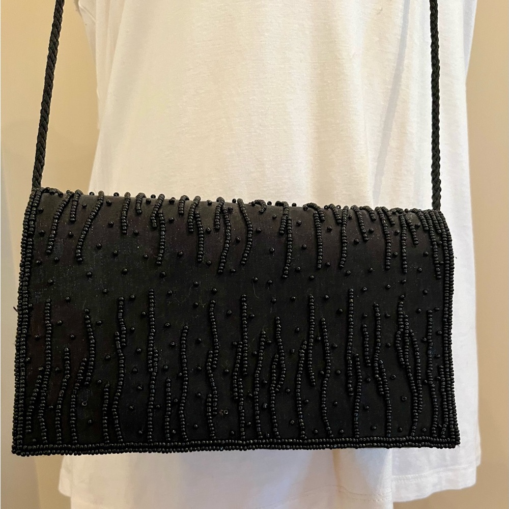 Vintage Black beaded crossbody bag with shimmer (brand unknown)